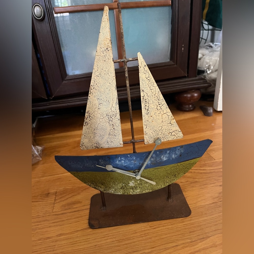 Country Originals Metal Sailboat Boat Clock Made in Columbia - not working 13”
